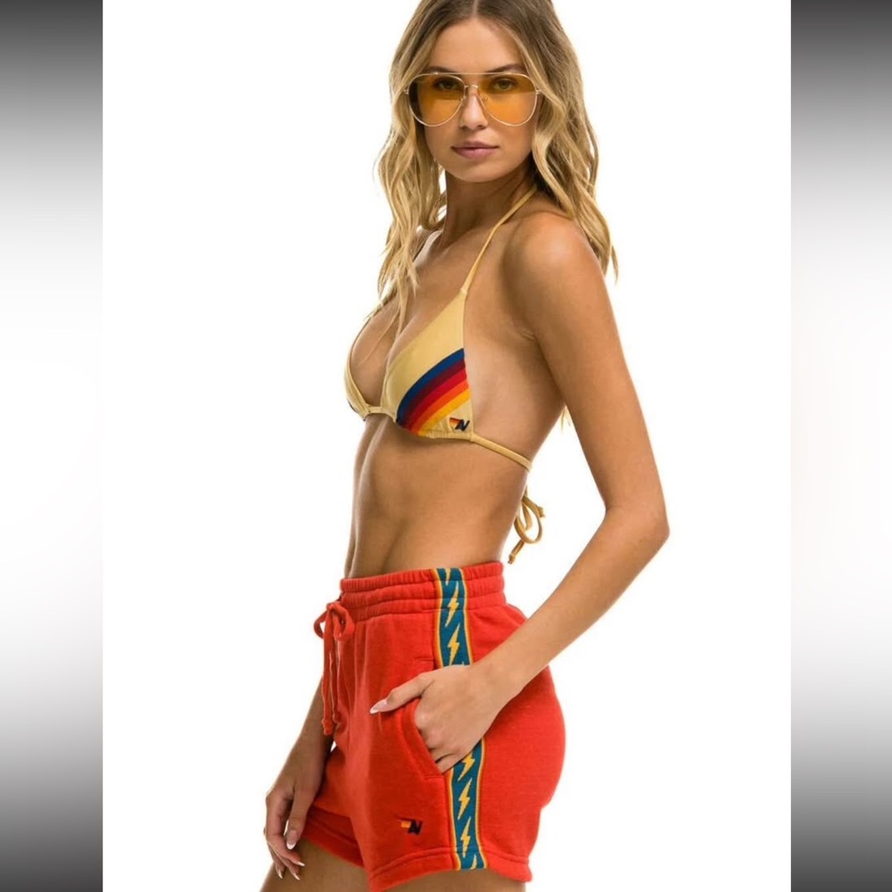Aviator nation thunderbolt embroidered shorts